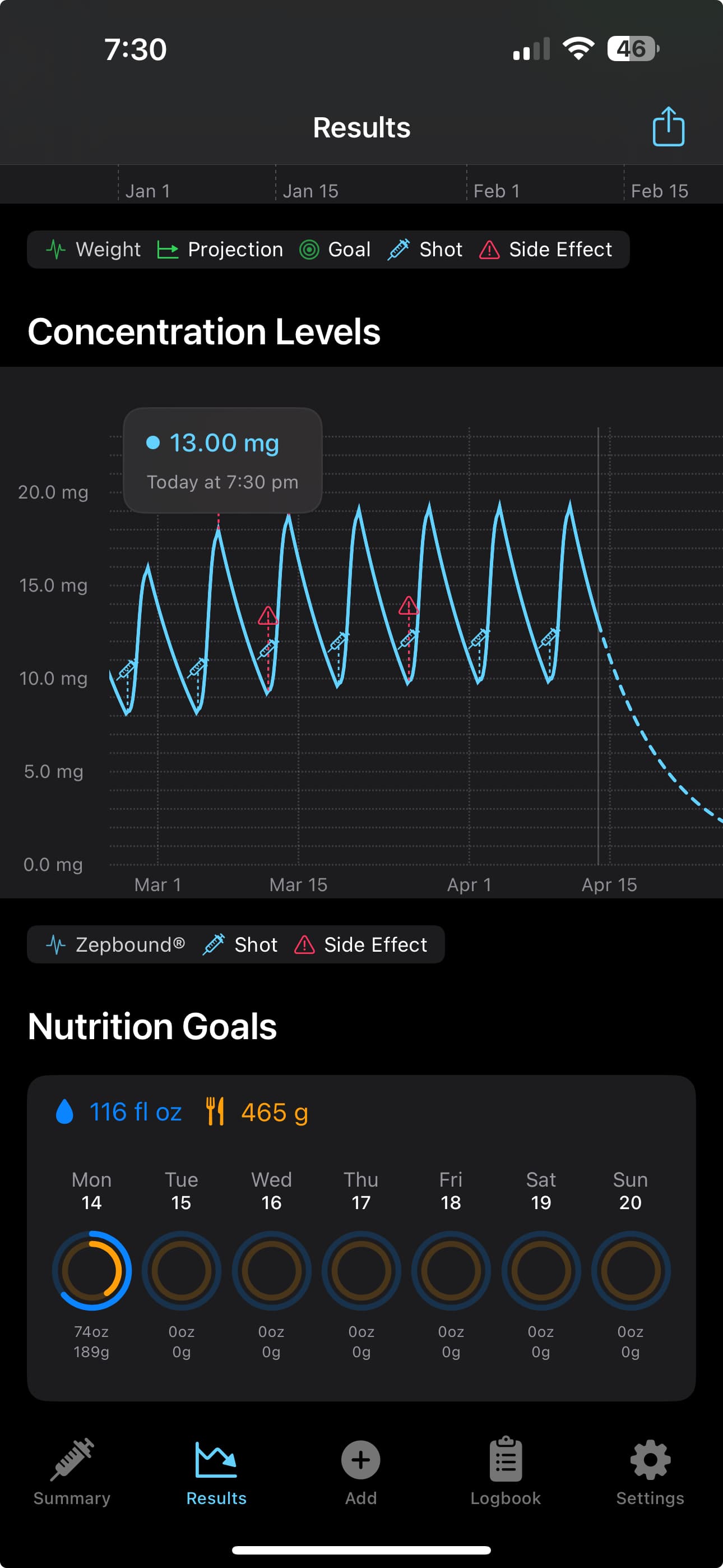 nutrition screenshot